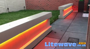 LED Glow under wall coping - orange