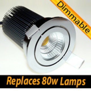 13w LED Downlight (Dimmable) with Driver. Polished Chrome (Warm White)