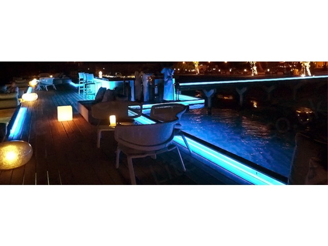 Waterproof RGB LED Tape used on a Pier Bar in the Maldives