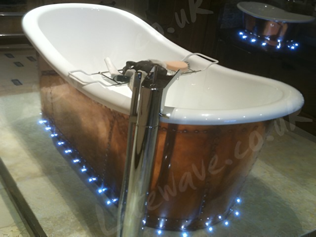 Copper bath with LEDs around perimeter