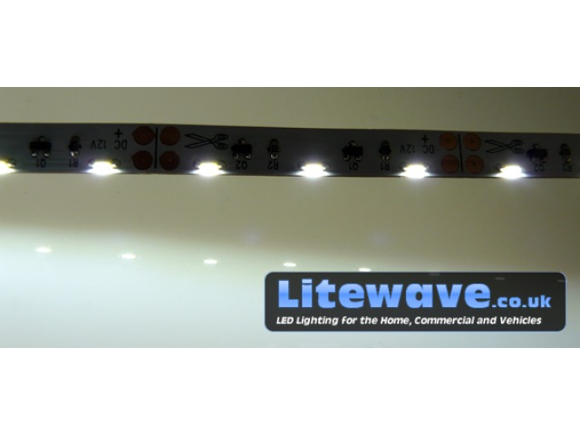 Edge lit side view LED Strip displaying white