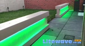 LED Glow under wall coping - green