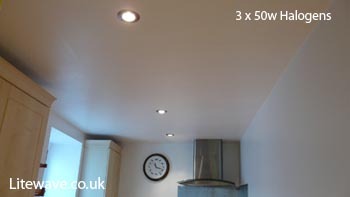 50w Halogens fitted in a kitchen